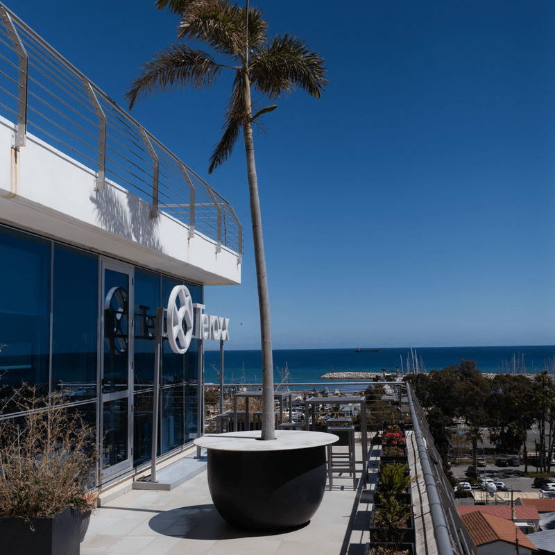 Teroxx office terrace overlooking the sea